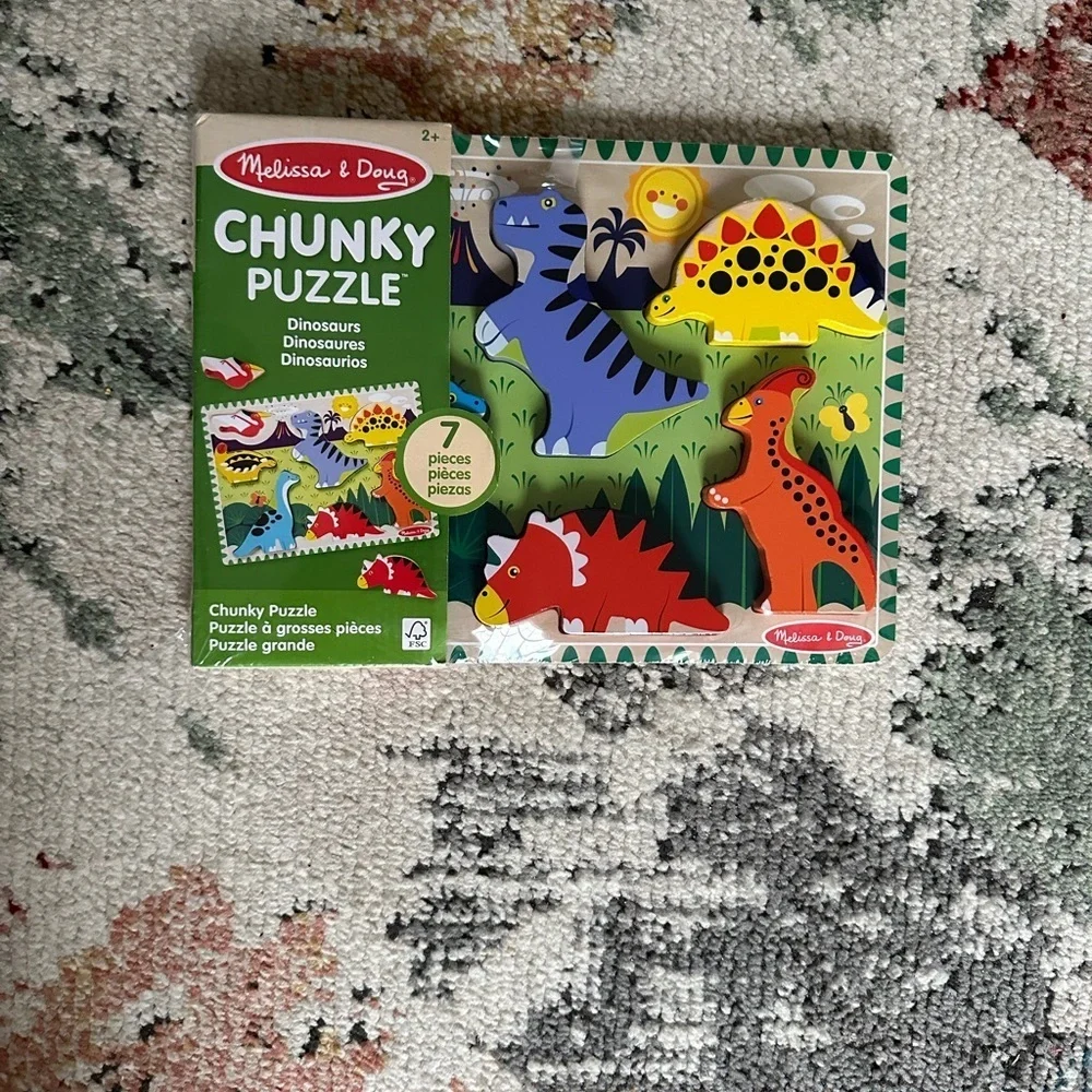 New Melissa & Doug Dinosaur Extra Thick Wooden Chunky Puzzle FSC Certified